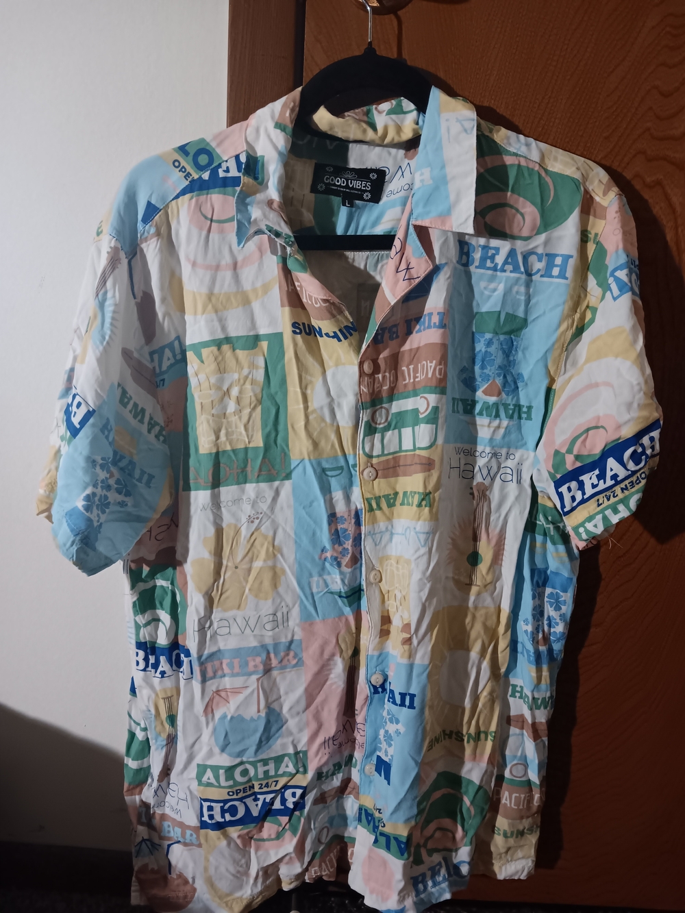 Good Vibes Hawaiian Print Short Sleeve Shirt